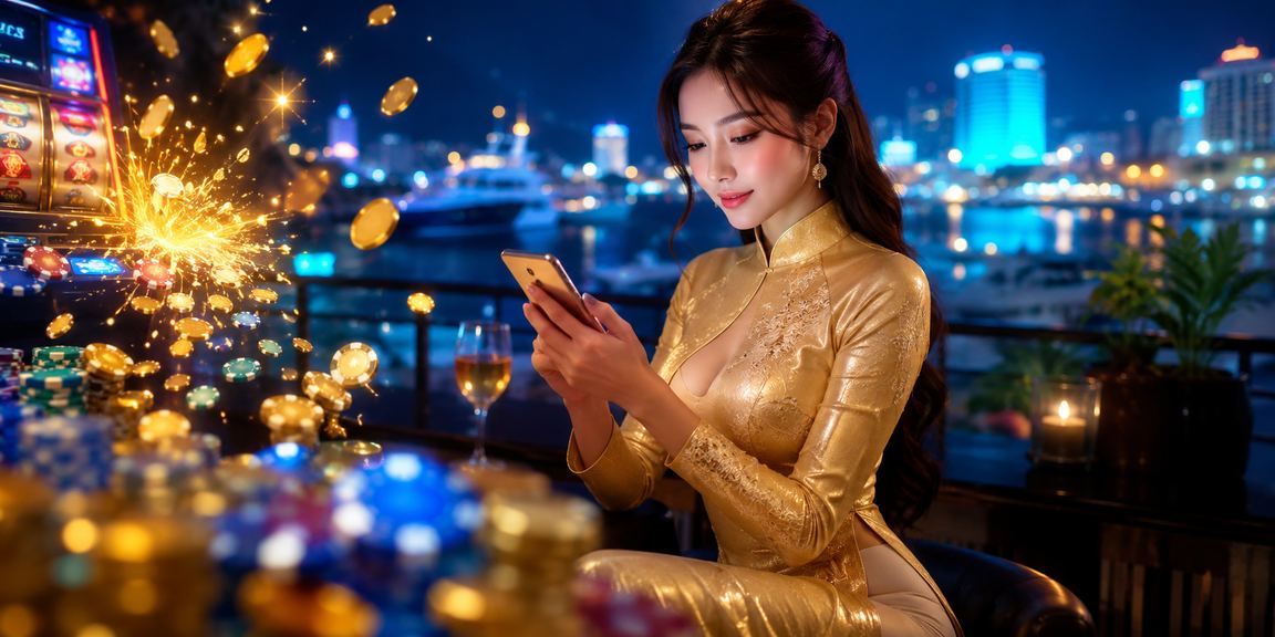 Người chơi slot tại Nha Trang mặc áo dài nhận tiền thưởng casino trực tuyến