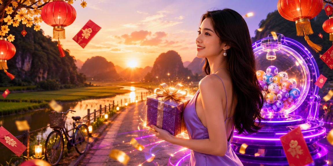 Người dùng tại Ninh Bình xem xổ số và chơi game dưới ánh đèn lồng truyền thống